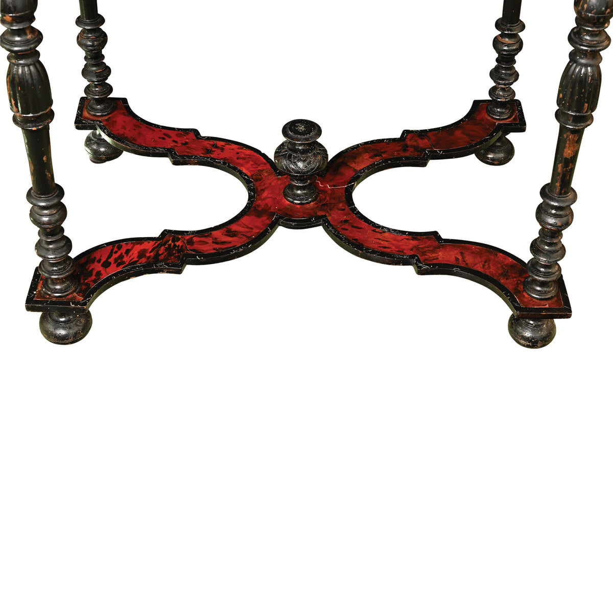 Renaissance Revival Faux Tortoise and Ebony Decorated Table