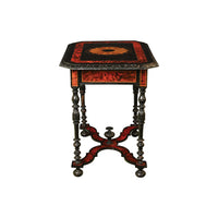 Renaissance Revival Faux Tortoise and Ebony Decorated Table