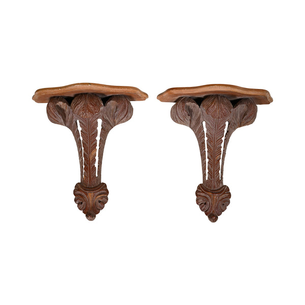 Pair of Vintage Carved Wooden Feather Brackets – KRB