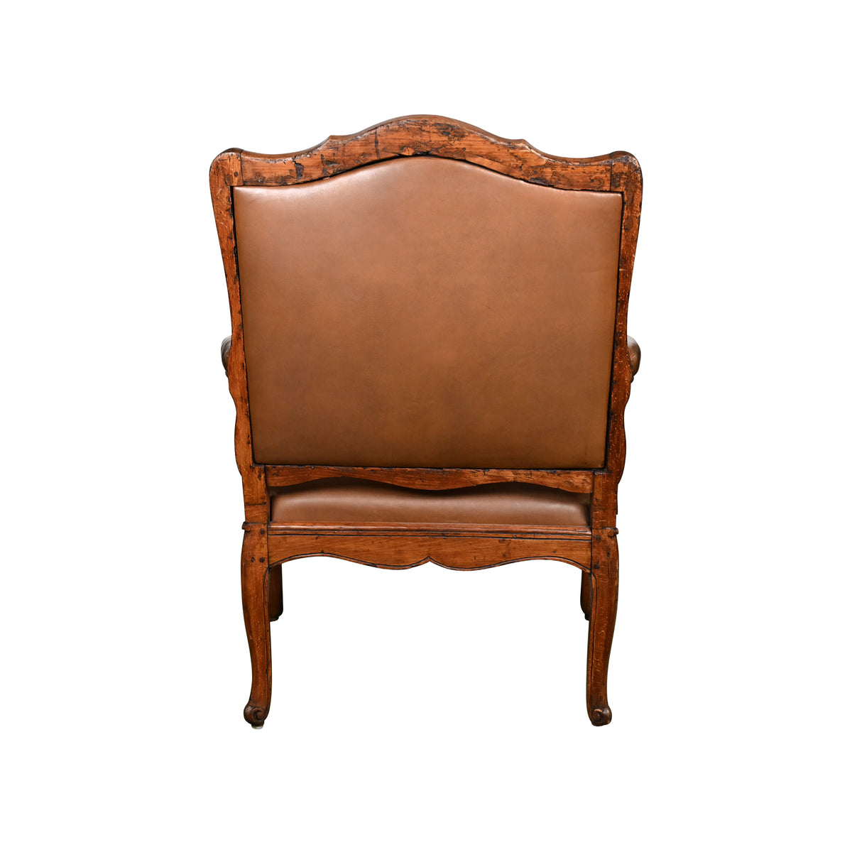 French Oversized Fauteuil, Upholstered in Brown Leather