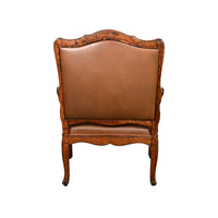 French Oversized Fauteuil, Upholstered in Brown Leather