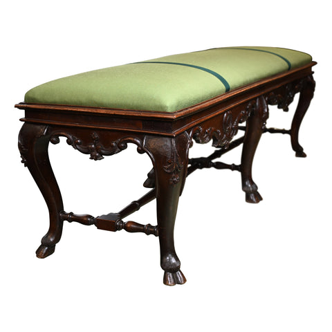 18th Century Northern Italian Carved Walnut Bench