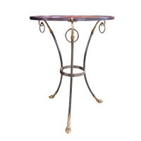 Vintage Directoire Style Steel and Brass Gueridon with Marble Top