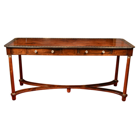 Regency Rosewood Hall Table with Inlaid Brass