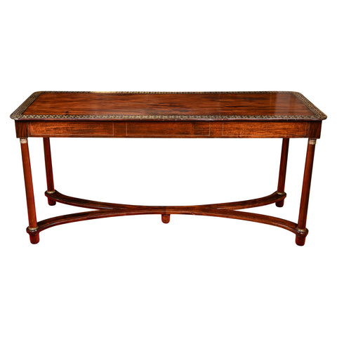 Regency Rosewood Hall Table with Inlaid Brass