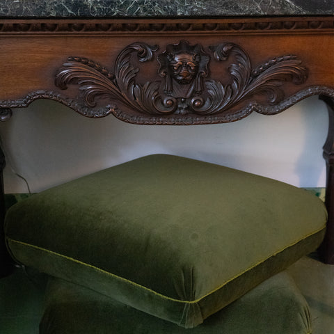 Late 19th Century Irish Side Console Table with Green Marble Top