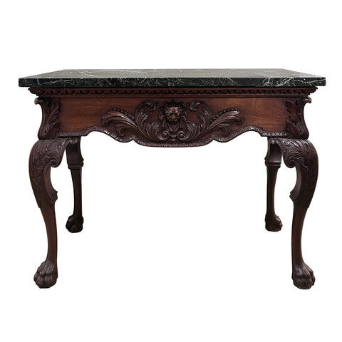 Late 19th Century Irish Side Console Table with Green Marble Top