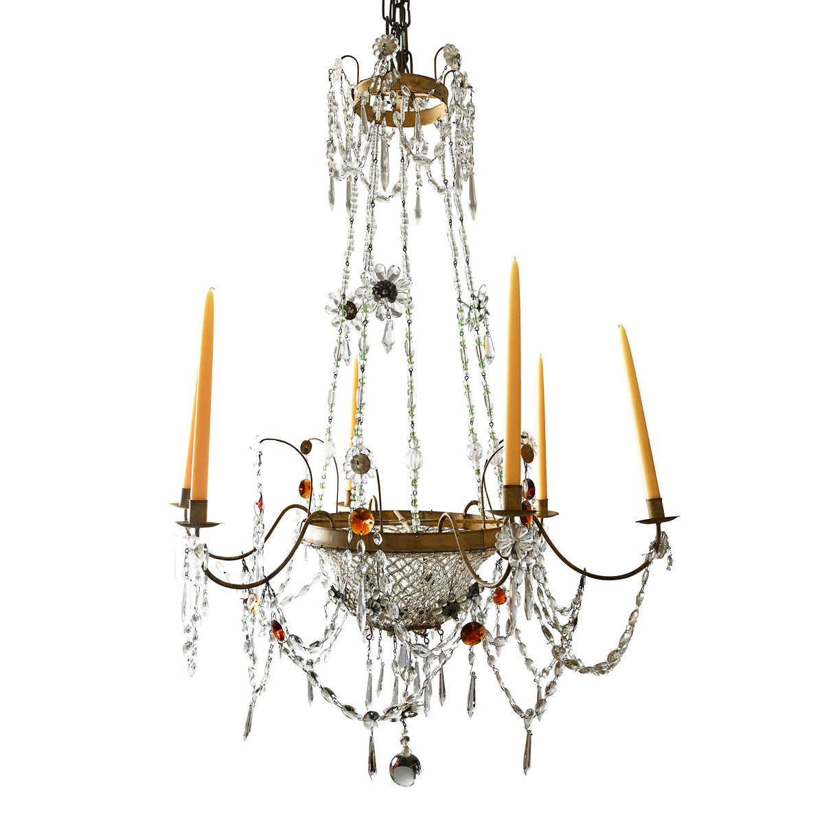 Italian Tole and Glass Chandelier