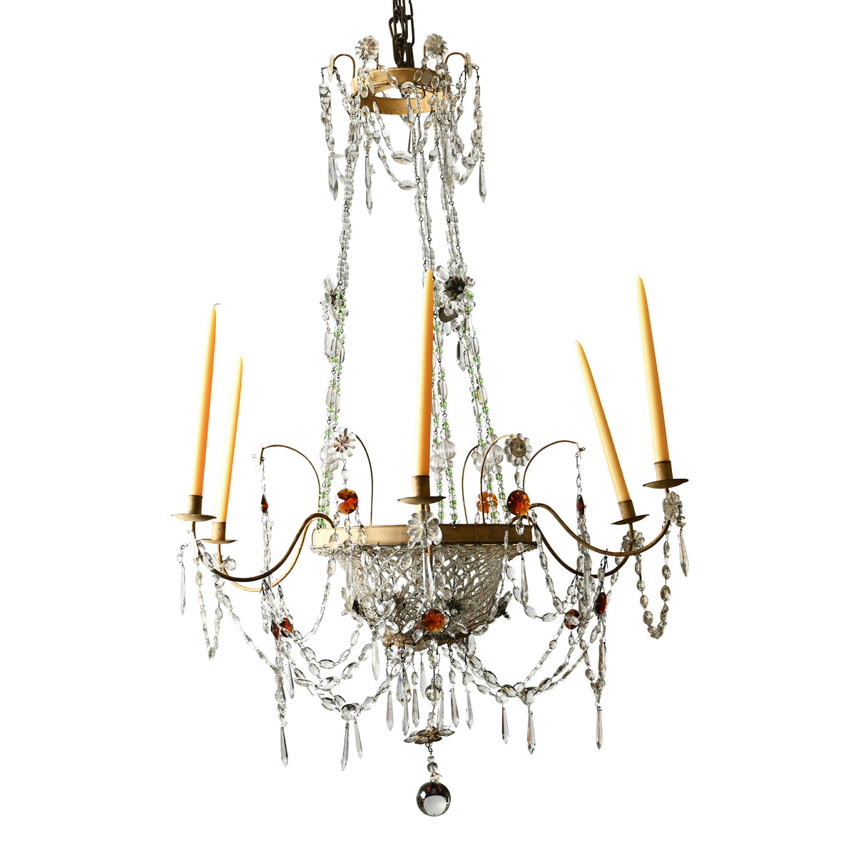 Italian Tole and Glass Chandelier