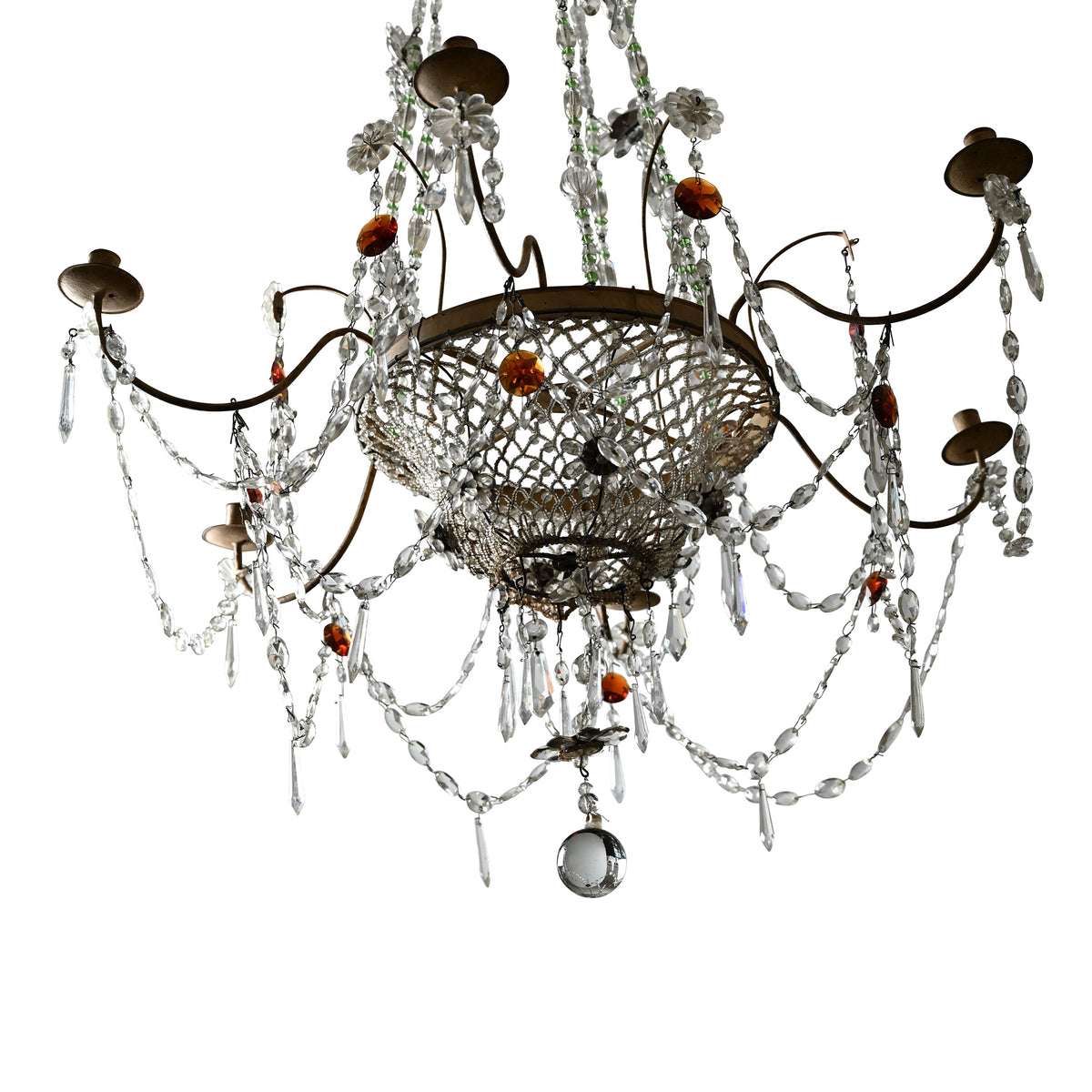 Italian Tole and Glass Chandelier