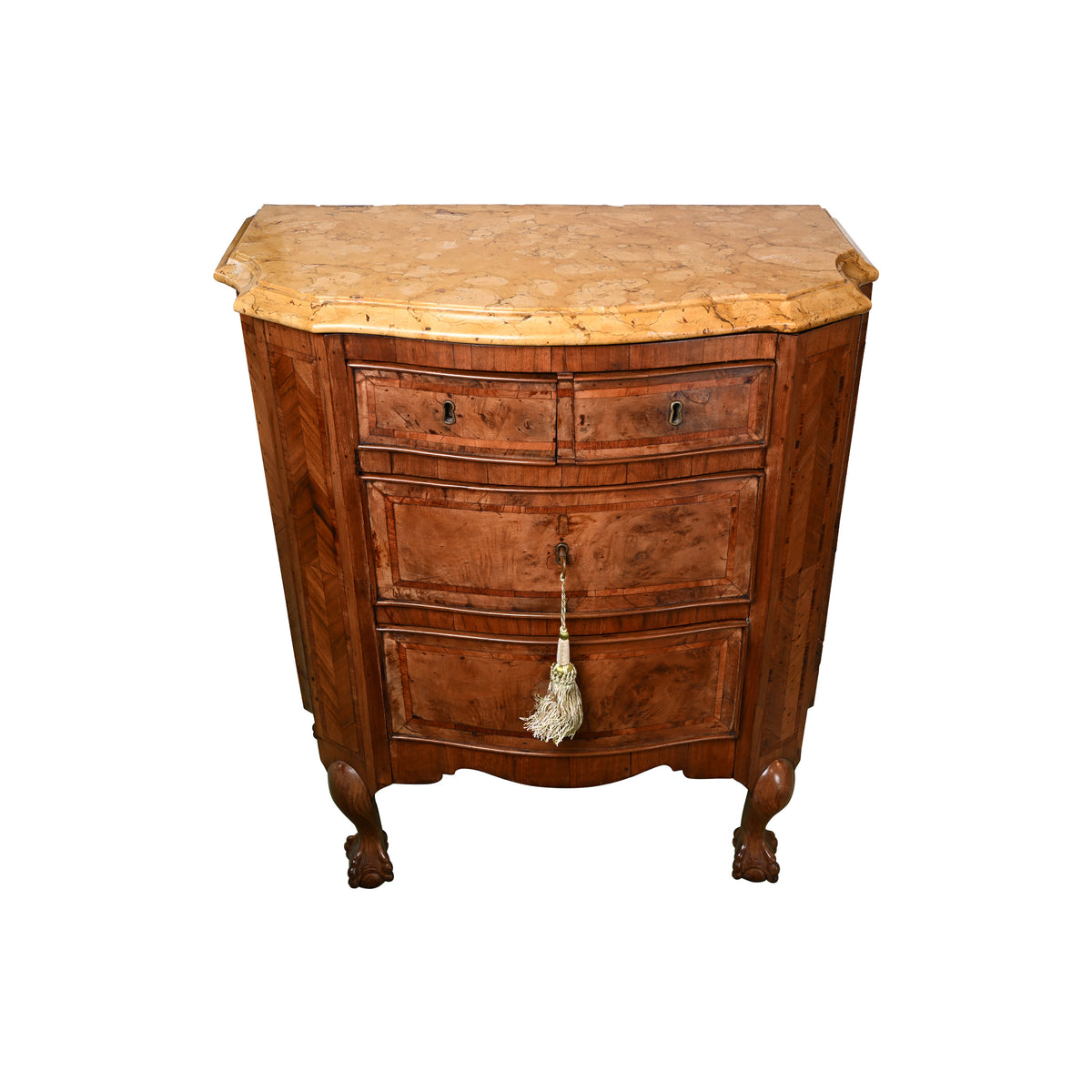 19th C. Italian Walnut Commodino with Siena Marble Top