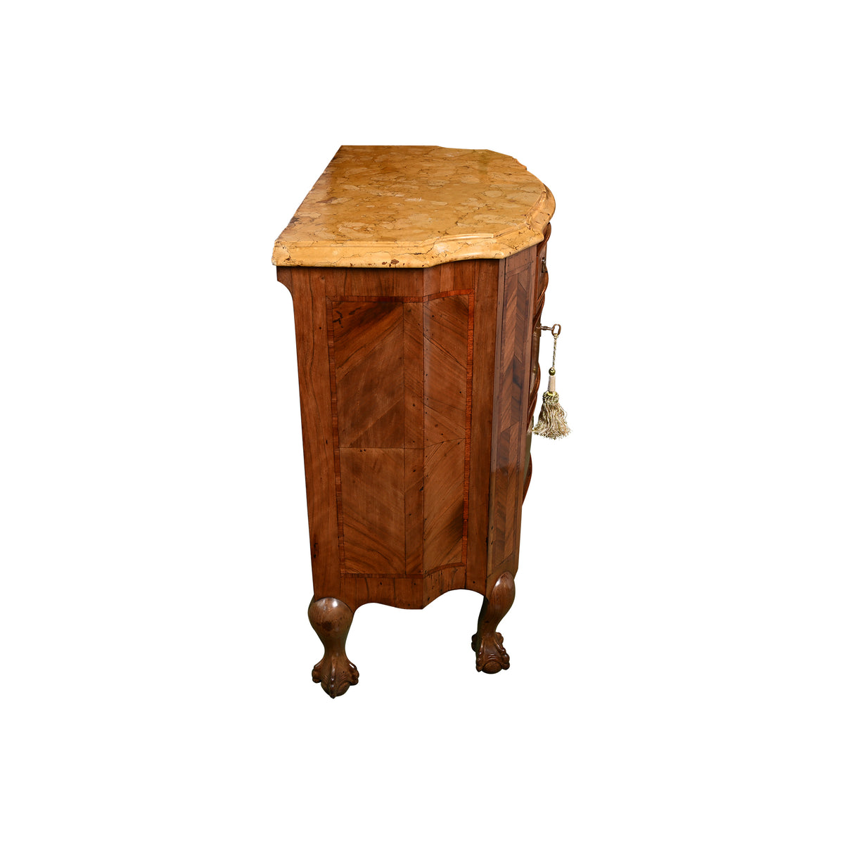 19th C. Italian Walnut Commodino with Siena Marble Top