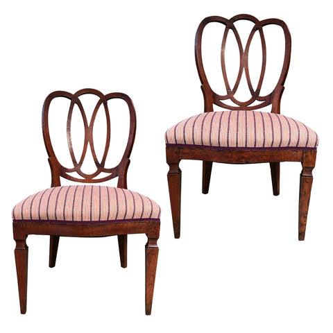 Pair of Early 19th Century Italian Walnut Loop Back Chairs