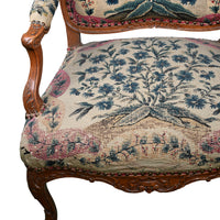 Louis XV Walnut Fauteuil with Original Needlepoint