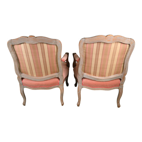 Pair of Louis XV Painted Beechwood Fauteuils