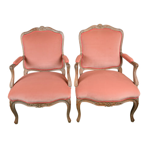 Pair of Louis XV Painted Beechwood Fauteuils