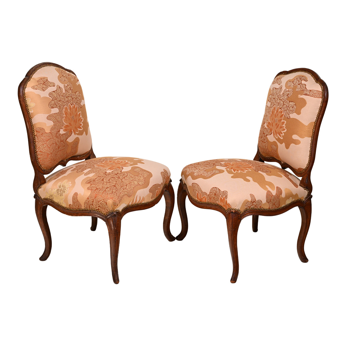 Pair of French 18th Century Carved Walnut Louis XV Side Chairs
