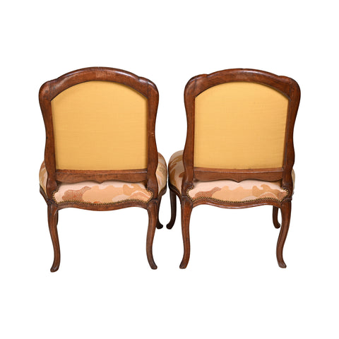 Pair of French 18th Century Carved Walnut Louis XV Side Chairs