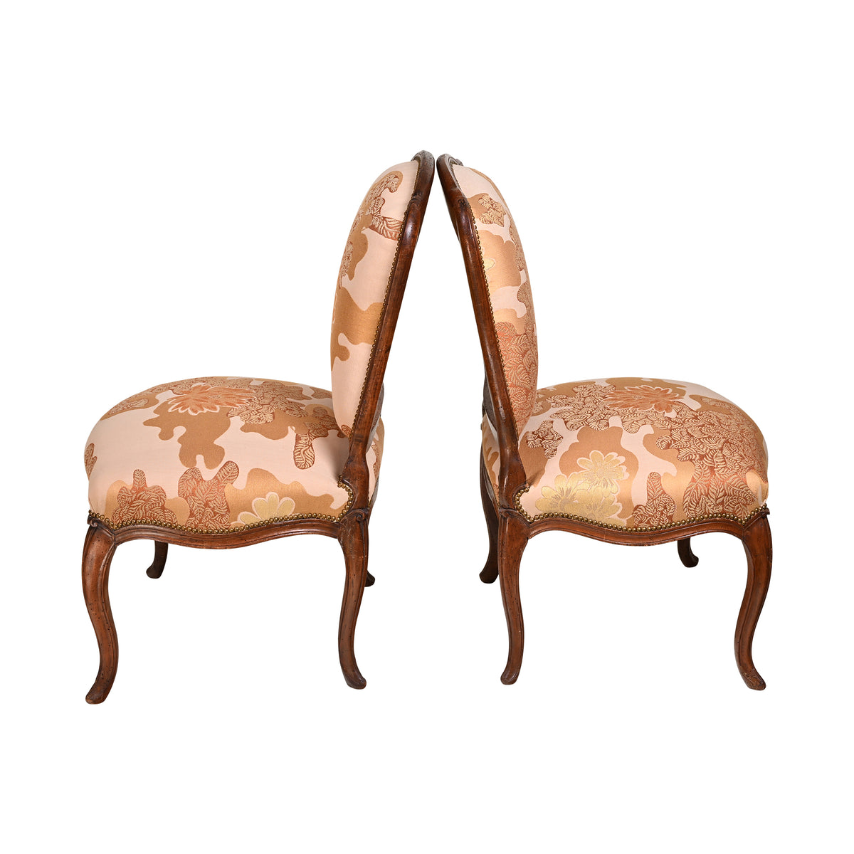 Pair of French 18th Century Carved Walnut Louis XV Side Chairs