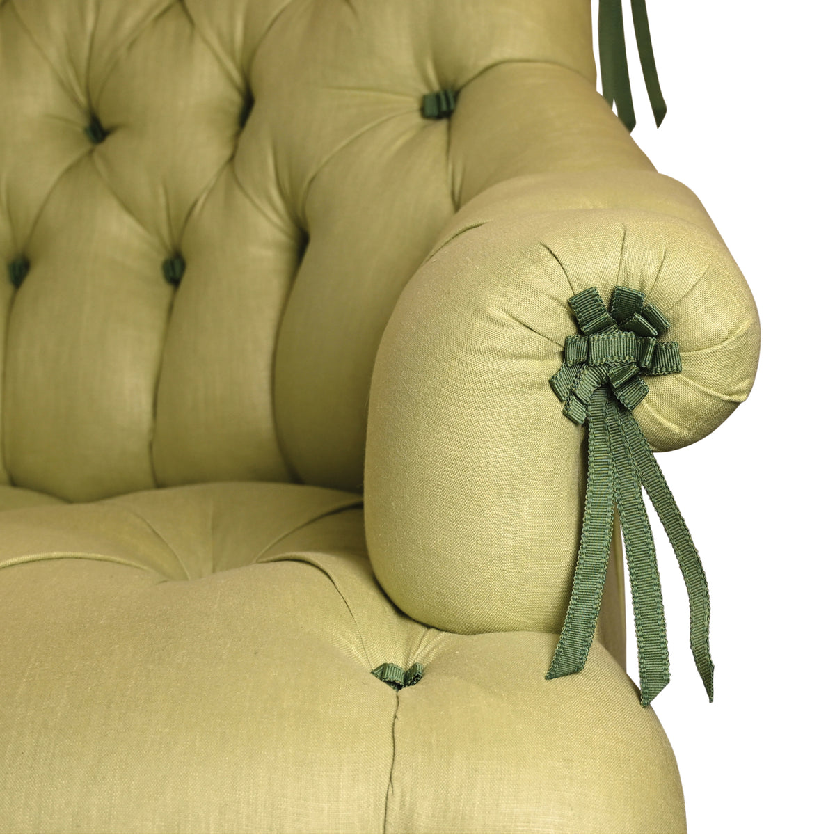 Pair of Deeply Tufted Armchairs in The Style of Syrie Maugham