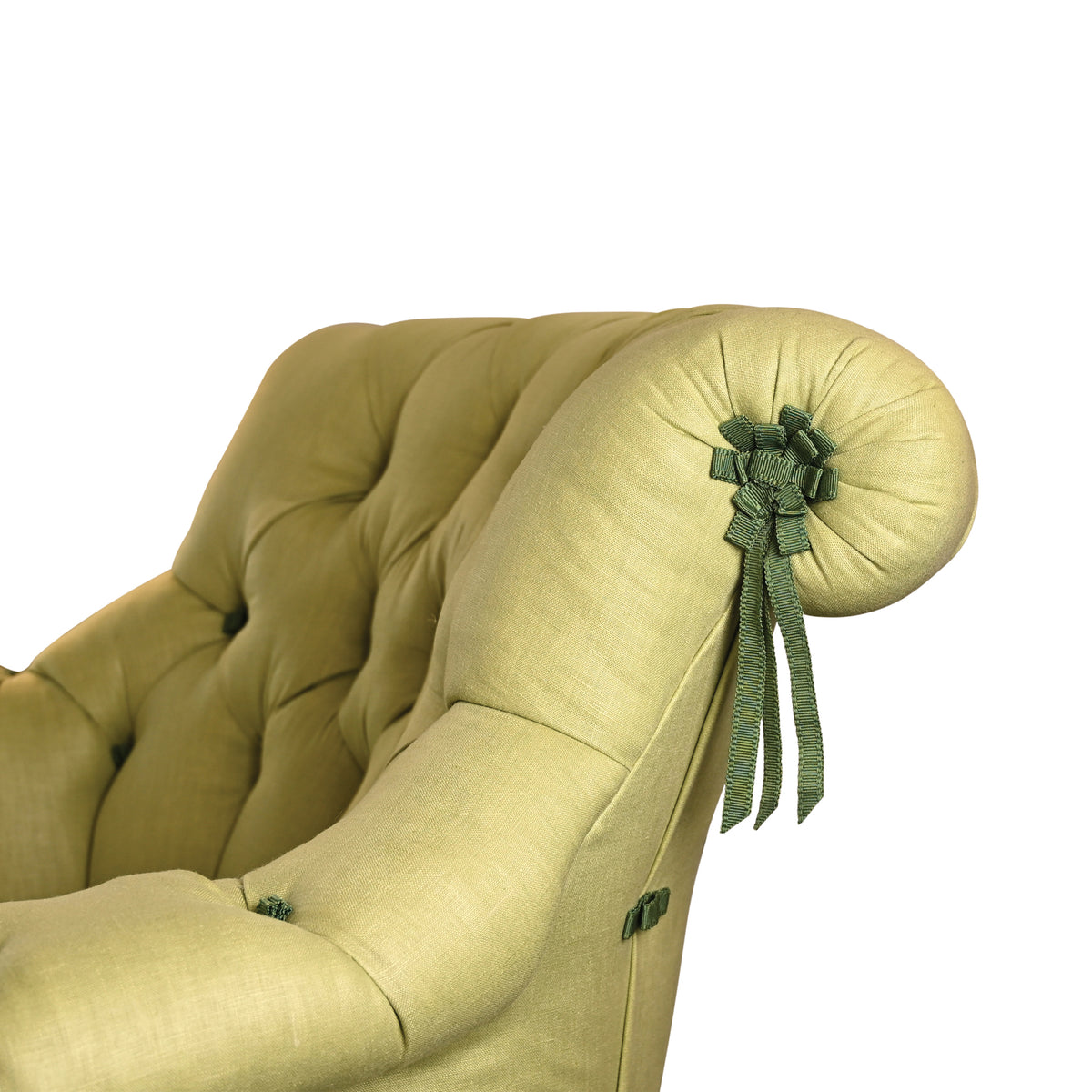 Pair of Deeply Tufted Armchairs in The Style of Syrie Maugham
