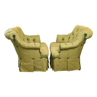Pair of Deeply Tufted Armchairs in The Style of Syrie Maugham
