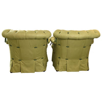 Pair of Deeply Tufted Armchairs in The Style of Syrie Maugham