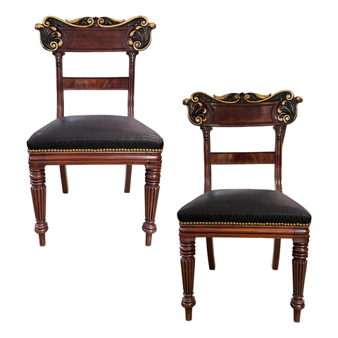 Pair of Mahogany and Gilt 19th Century Baltic Chairs