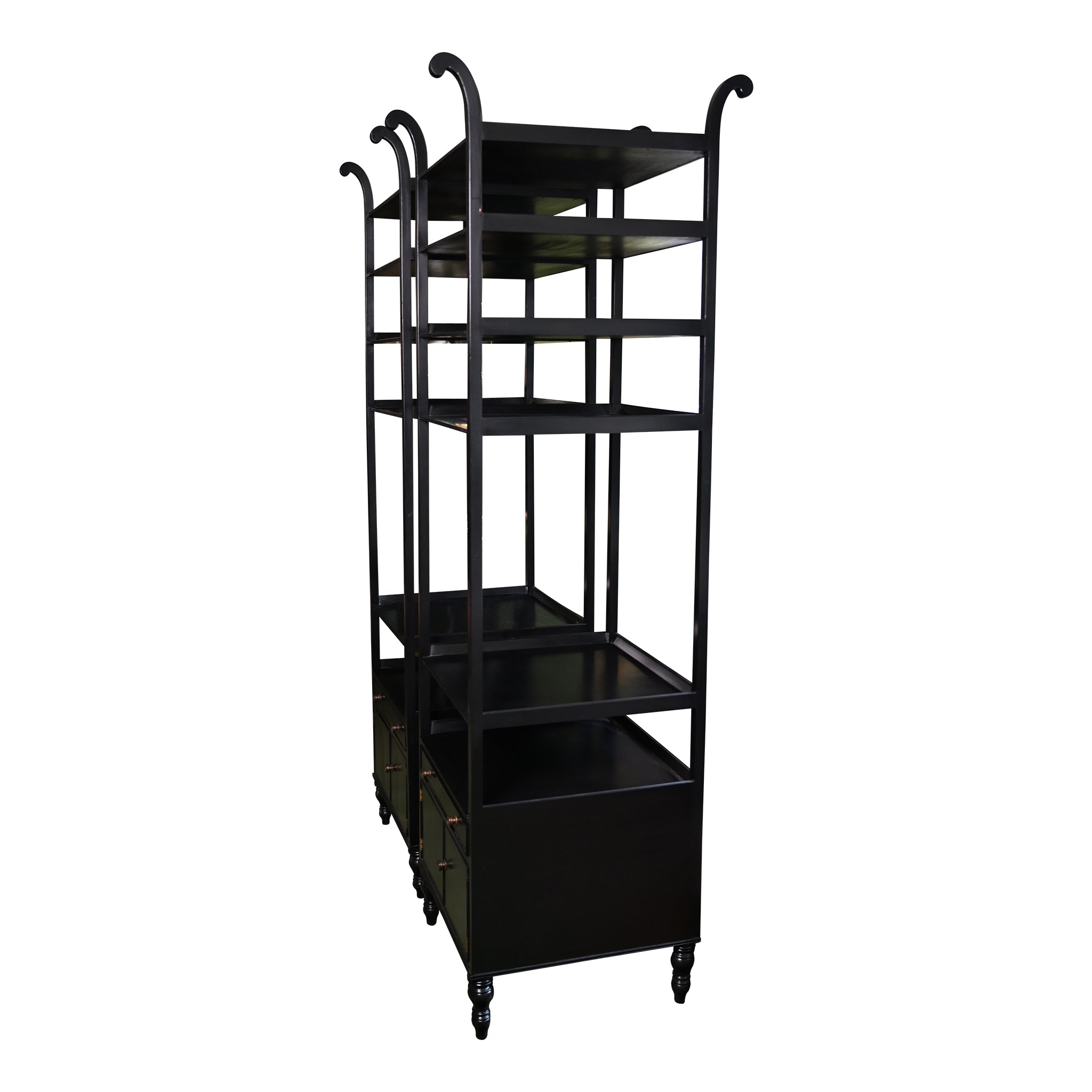 Pair of Vintage Black Etageres