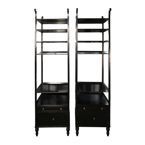 Pair of Vintage Black Etageres