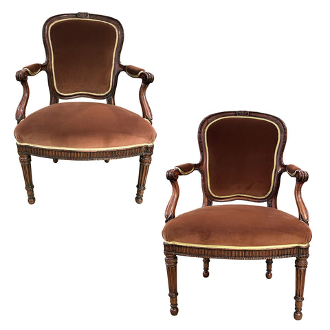 Pair of 18th Century Mahogany English Armchairs