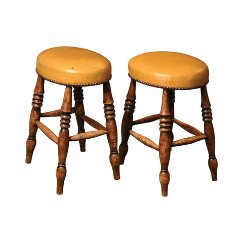 Pair of 19th Century English Elm Stools