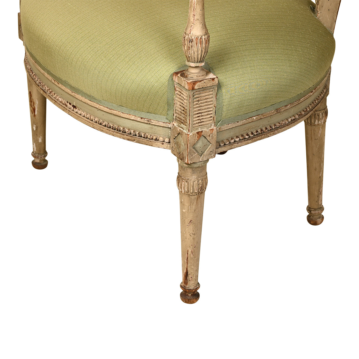 Pair of Pale Green and Cream Painted Directoire Fauteuils