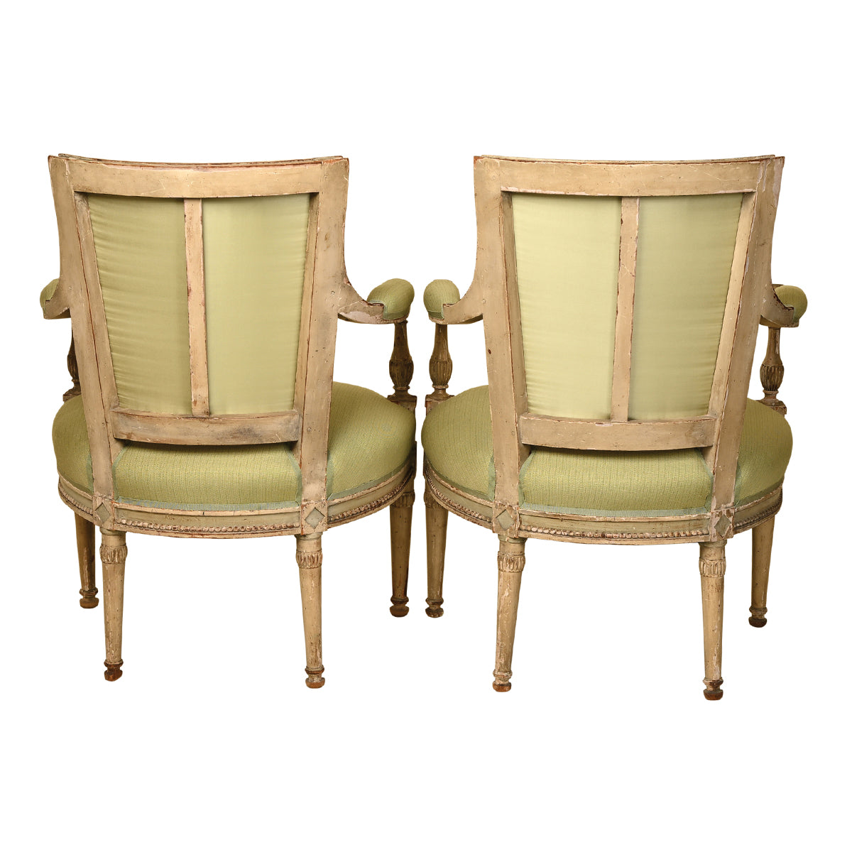 Pair of Pale Green and Cream Painted Directoire Fauteuils