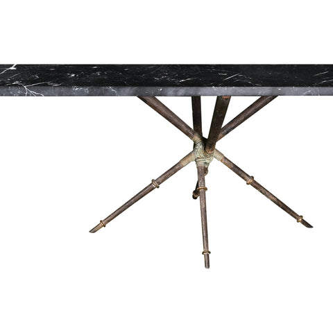 Pierre Lottier Brass, Iron and Marble Dining Table