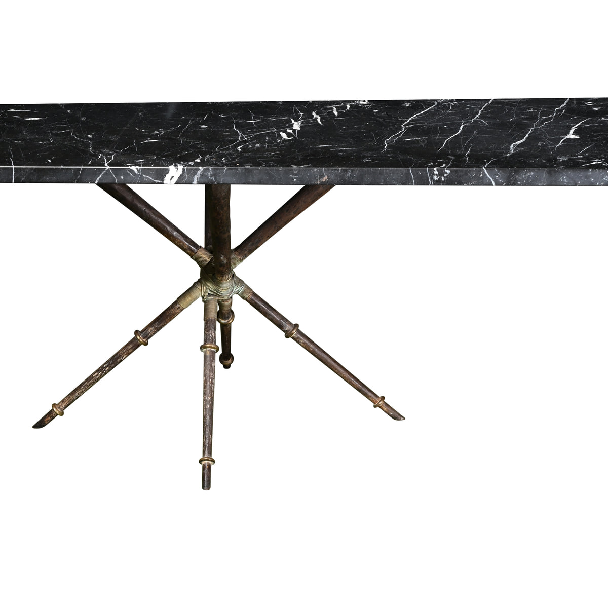 Pierre Lottier Brass, Iron and Marble Dining Table