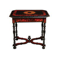 Renaissance Revival Faux Tortoise and Ebony Decorated Table