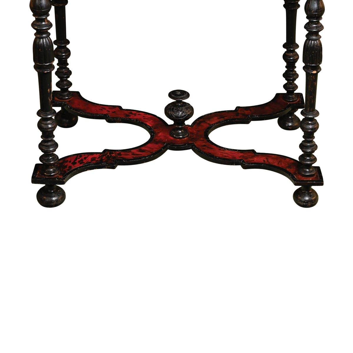 Renaissance Revival Faux Tortoise and Ebony Decorated Table