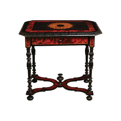 Renaissance Revival Faux Tortoise and Ebony Decorated Table