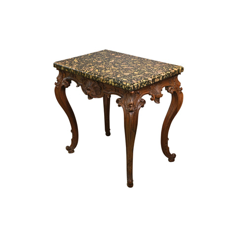 Rococo-Style Table with Faux Marble Top