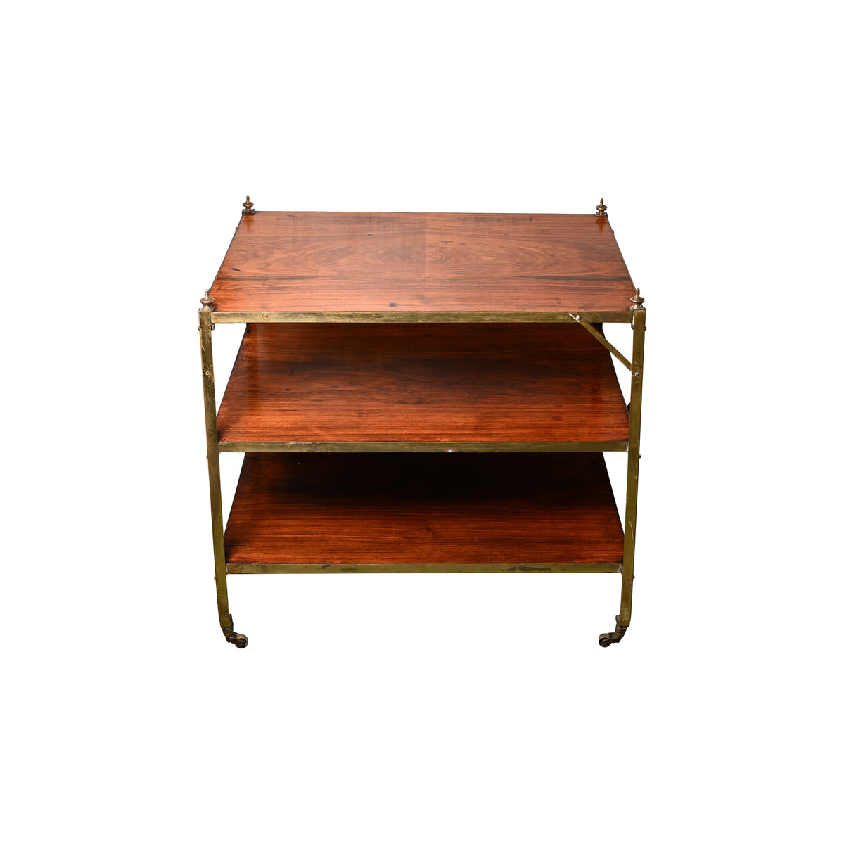 Vintage Brass Tiered Rosewood Side Table