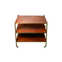 Vintage Brass Tiered Rosewood Side Table