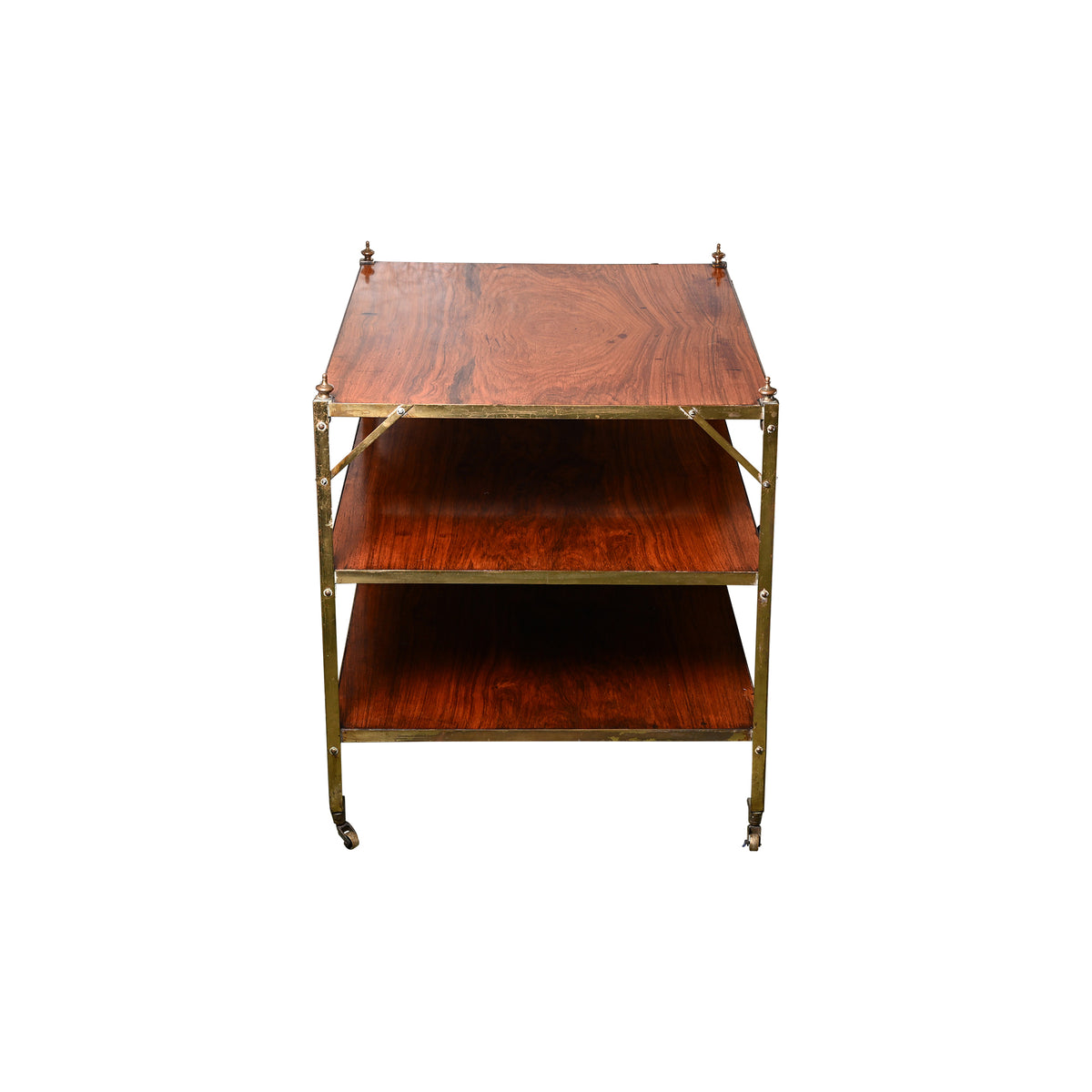 Vintage Brass Tiered Rosewood Side Table