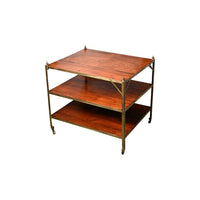 Vintage Brass Tiered Rosewood Side Table