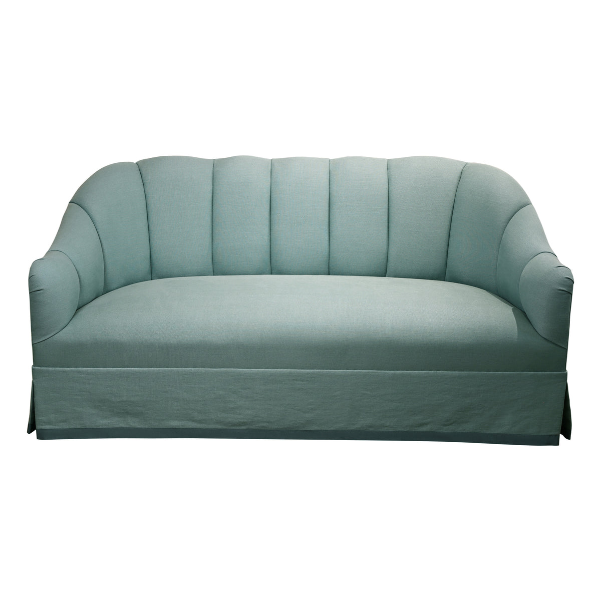 Vintage Curved Sofa with Channeled Back