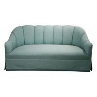 Vintage Curved Sofa with Channeled Back