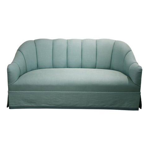 Vintage Curved Sofa with Channeled Back