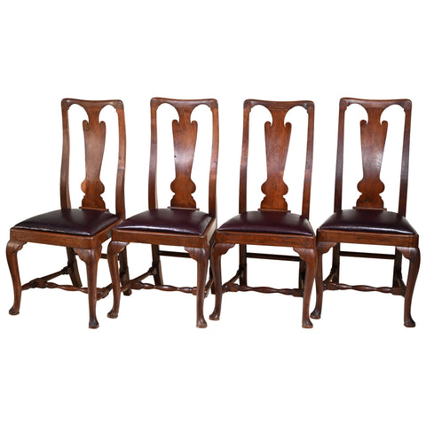 Set of Four 18th Century George II-Style Carved Walnut Sidechairs