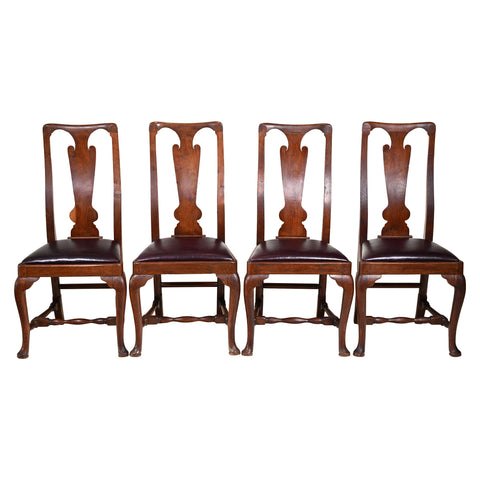 Set of Four 18th Century George II-Style Carved Walnut Sidechairs