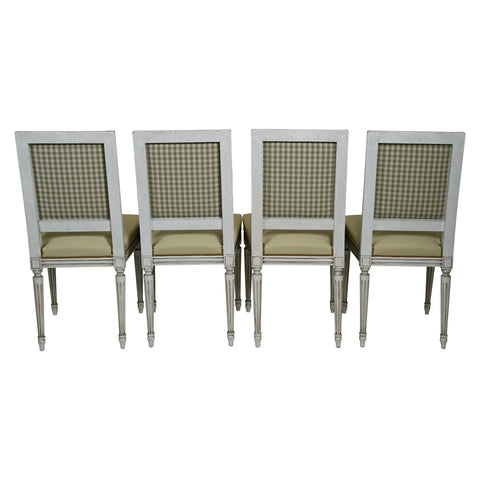 Set of Four Vintage French Louis XVI-Style Painted Dining Chairs